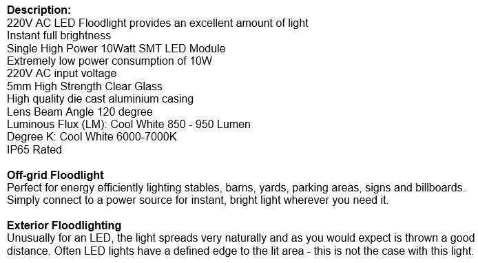 High Power 10W SMT LED Module Floodlight with a High-Quality Die Cast Aluminium Casing