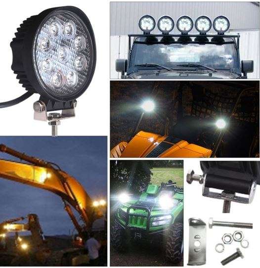27 Watt Waterproof Pure White 1800 LM LED Work Flood Spot Light