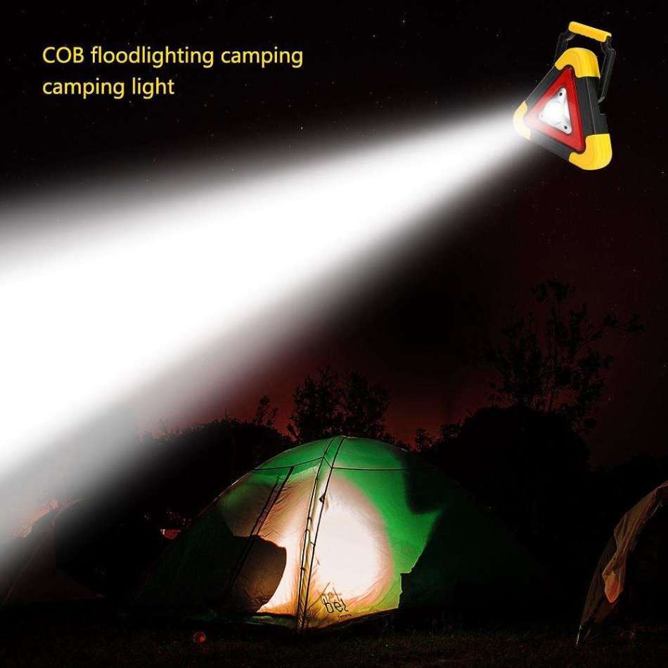 10W Multi-Functional Triangle SOLAR Powered COB LED Work & Emergency Warning Light & Power Bank