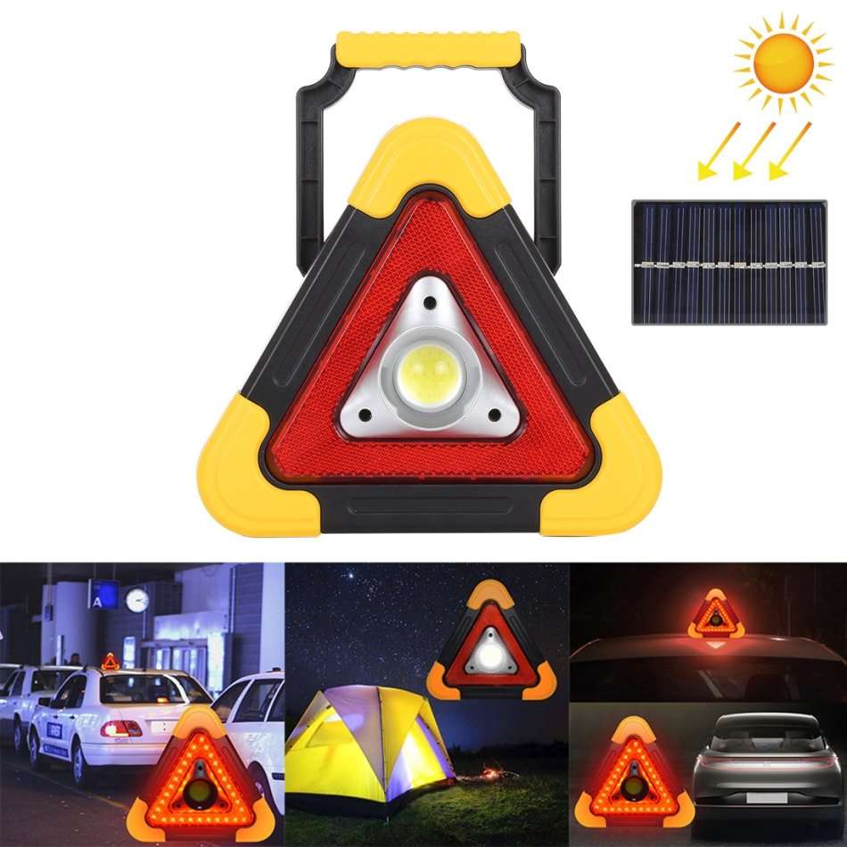 10W Multi-Functional Triangle SOLAR Powered COB LED Work & Emergency Warning Light & Power Bank