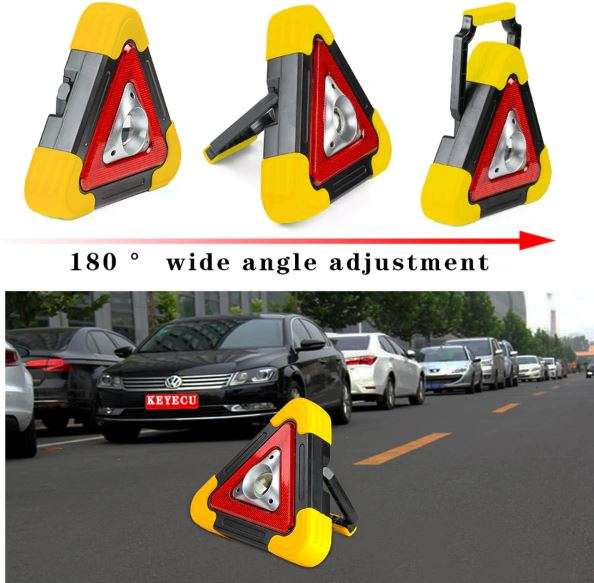 10W Multi-Functional Triangle SOLAR Powered COB LED Work & Emergency Warning Light & Power Bank