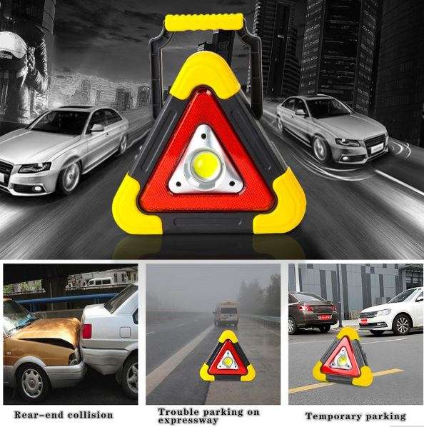 10W Multi-Functional Triangle SOLAR Powered COB LED Work & Emergency Warning Light & Power Bank