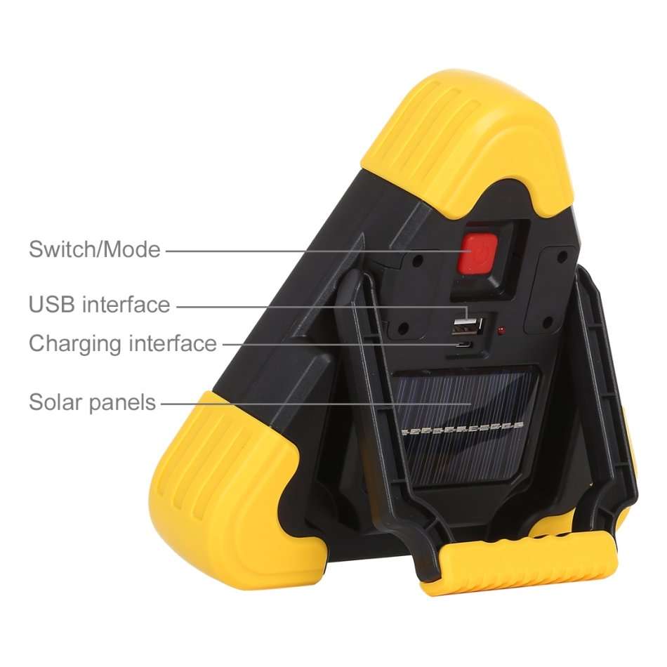 10W Multi-Functional Triangle SOLAR Powered COB LED Work & Emergency Warning Light & Power Bank