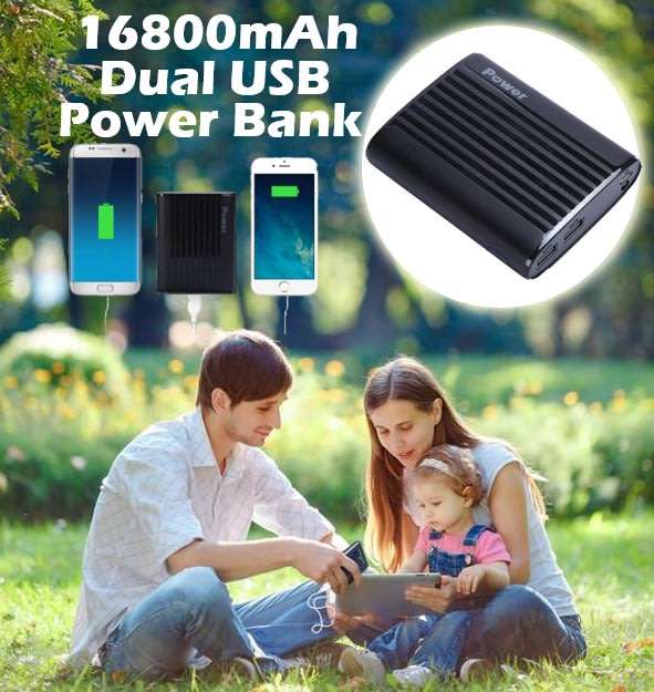 Fast Charge, 16800mAh Power Bank - Charge 2 Devices Simultaneously