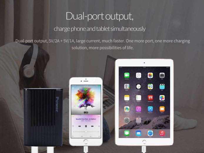 Fast Charge, 16800mAh Power Bank - Charge 2 Devices Simultaneously