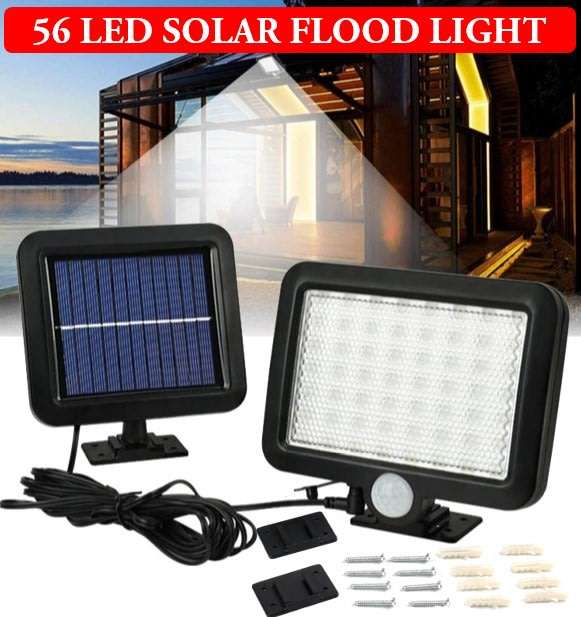 56 LED Multi functional SOLAR Energy PIR Motion Sensor Detection Flood Light Kit