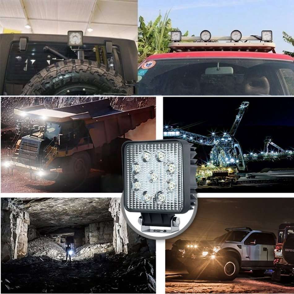 4" 27W Waterproof LED Pure White 6000K Flood Spot Beam Light - Incredibly Bright