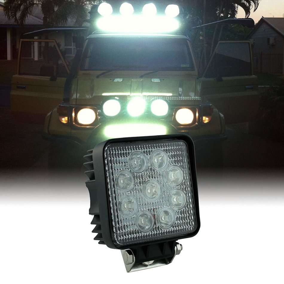 4" 27W Waterproof LED Pure White 6000K Flood Spot Beam Light - Incredibly Bright