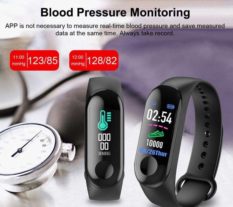 Bluetooth Fitness Tracker Smart Watch - Monitor Heart Rate, Blood Pressure, Blood Oxygen, Pedometer