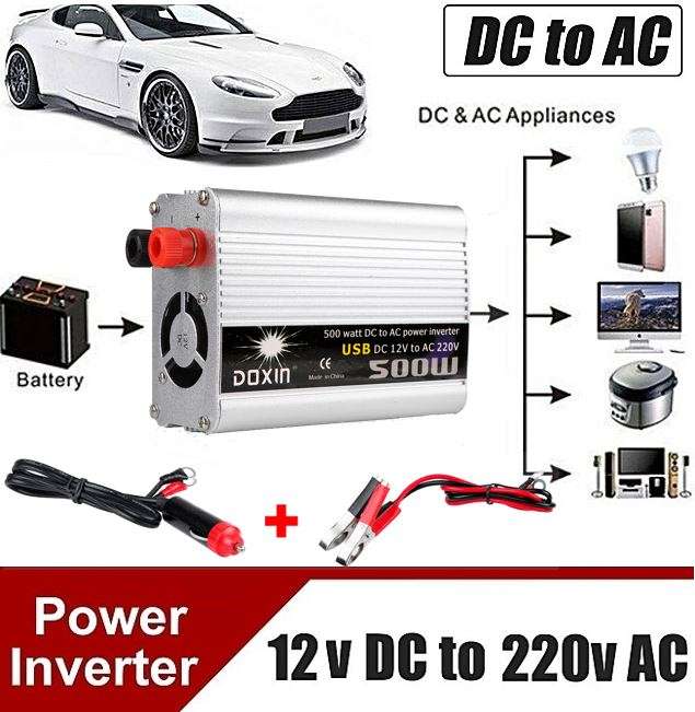 500 WATT Power Inverter - Convert 12V DC to 220V AC (500W Continious Power & 1000W Peak Power)