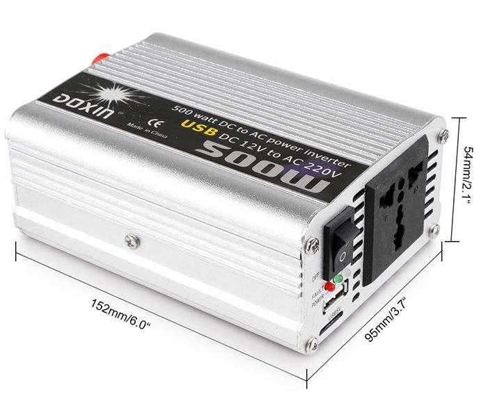 500 WATT Power Inverter - Convert 12V DC to 220V AC (500W Continious Power & 1000W Peak Power)