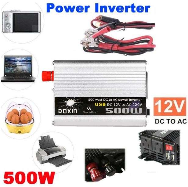 500 WATT Power Inverter - Convert 12V DC to 220V AC (500W Continious Power & 1000W Peak Power)