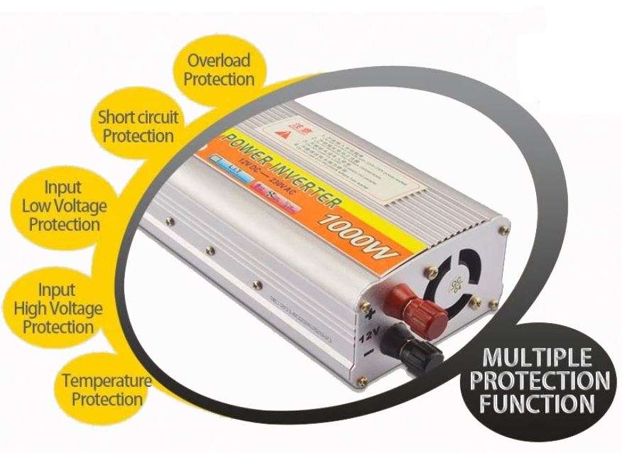 Solar Power Inverter - Convert 12V DC to 220V AC (1000W Continious Power & 2000W Peak Power)