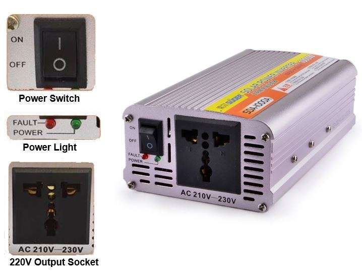 Solar Power Inverter - Convert 12V DC to 220V AC (1000W Continious Power & 2000W Peak Power)