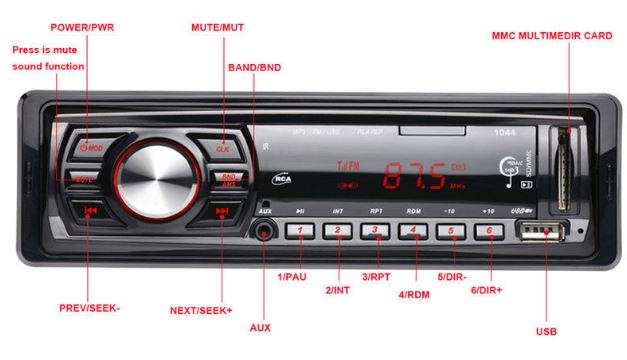 LED Car Radio & Remote - MP 3, FM Stereo, Supports USB, SD Card, AUX, 5V Charging, etc.