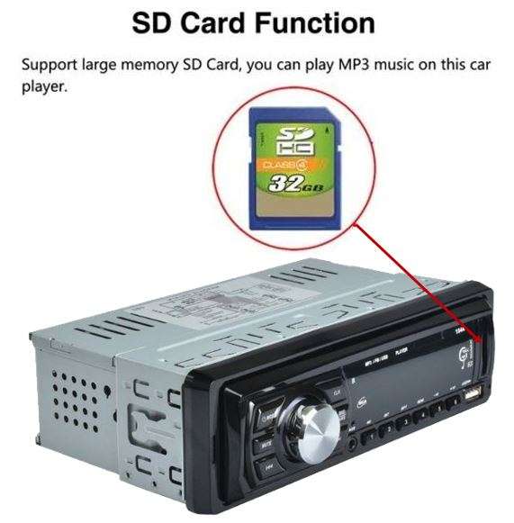 LED Car Radio & Remote - MP 3, FM Stereo, Supports USB, SD Card, AUX, 5V Charging, etc.