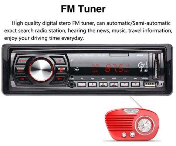 LED Car Radio & Remote - MP 3, FM Stereo, Supports USB, SD Card, AUX, 5V Charging, etc.