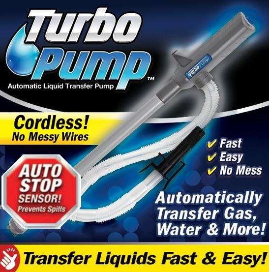Turbo Pump transfer almost any liquid in seconds with an automatic stop sensor