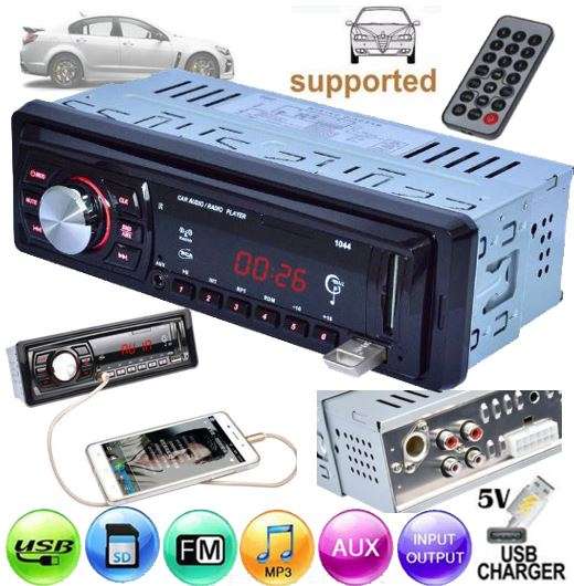 LED Car Radio & Remote - MP 3, FM Stereo, Supports USB, SD Card, AUX, 5V Charging, etc.