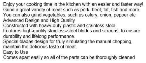 Meat Grinder  Enjoy your cooking time in the kitchen with an easier and faster way