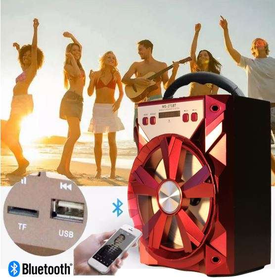Bluetooth Multimedia X-Bass Speaker with FM Radio - Support USB/TF/AUX/MIC/LED Display