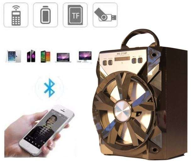 Bluetooth Multimedia X-Bass Speaker with FM Radio - Support USB/TF/AUX/MIC/LED Display