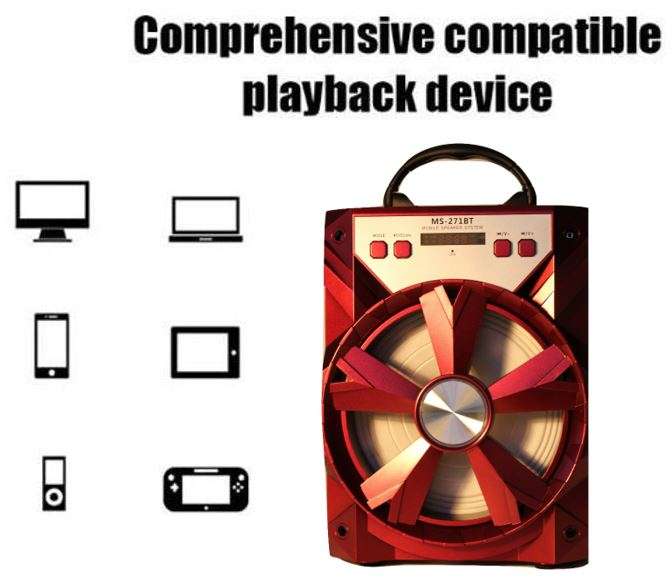 Bluetooth Multimedia X-Bass Speaker with FM Radio - Support USB/TF/AUX/MIC/LED Display