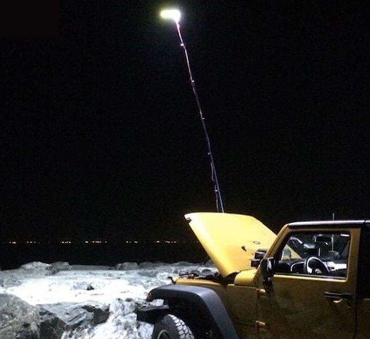 500Watt, 5m, 12V Telescopic Fishing Rod LED Light with Remote & Accessories