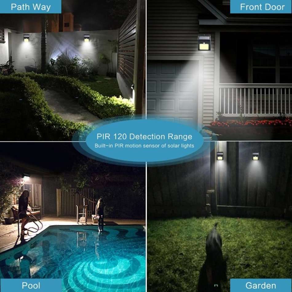 48 LED Solar Power Wall Light, PIR Motion Sensor, Waterproof, Night Sensor & Eco-friendly