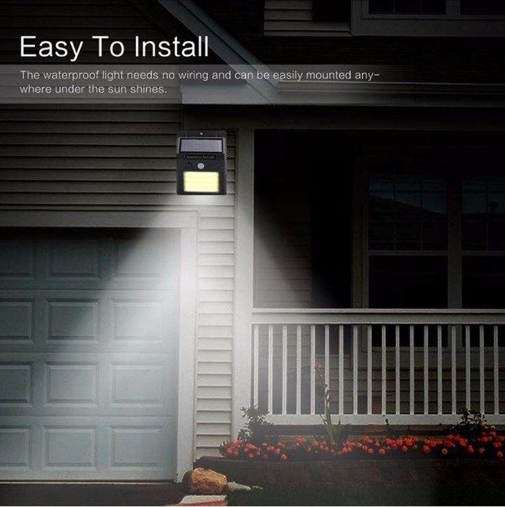 48 LED Solar Power Wall Light, PIR Motion Sensor, Waterproof, Night Sensor & Eco-friendly