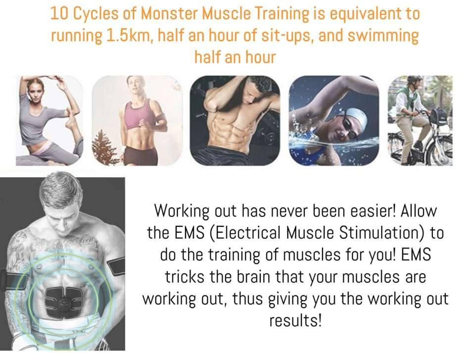 Home Gym - Wireless Electronic EMS 6 Pack Abs Muscle Simulator Kit with 5 modes