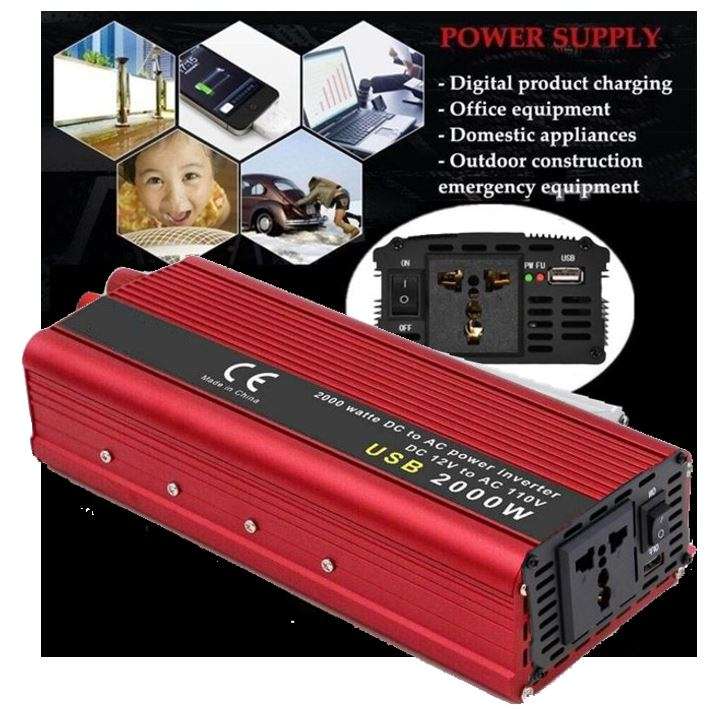 2000W Solar Power Inverter - Convert 12V DC to 220V AC (2000W Continious Power & 4000W Peak Power)