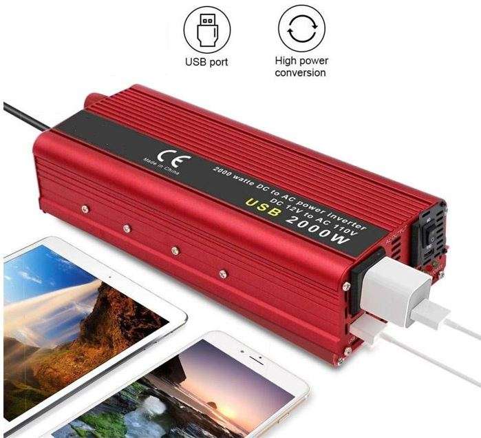 2000W Solar Power Inverter - Convert 12V DC to 220V AC (2000W Continious Power & 4000W Peak Power)
