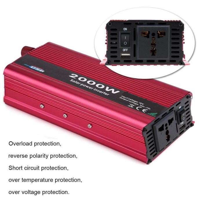 2000W Solar Power Inverter - Convert 12V DC to 220V AC (2000W Continious Power & 4000W Peak Power)