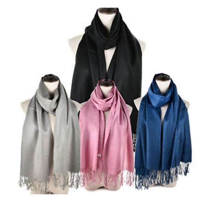 180cm Long & 70cm Wide Quality Soft Pashmina Scarfs in Plain Colours