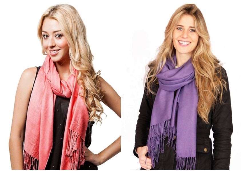 180cm Long & 70cm Wide Quality Soft Pashmina Scarfs in Plain Colours