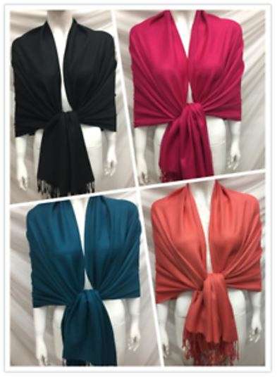 180cm Long & 70cm Wide Quality Soft Pashmina Scarfs in Plain Colours