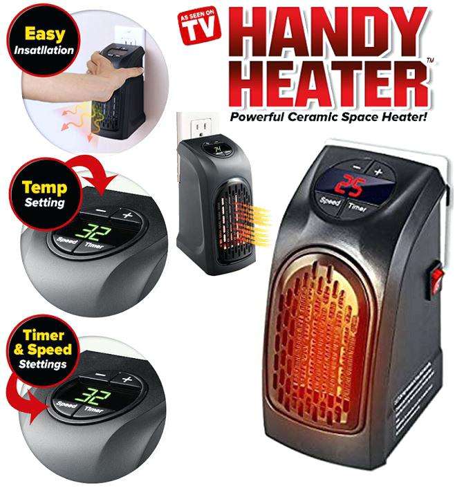 400W Handy Heater  Set temperature up to 32C, LED Display, Timer to maintain on and off