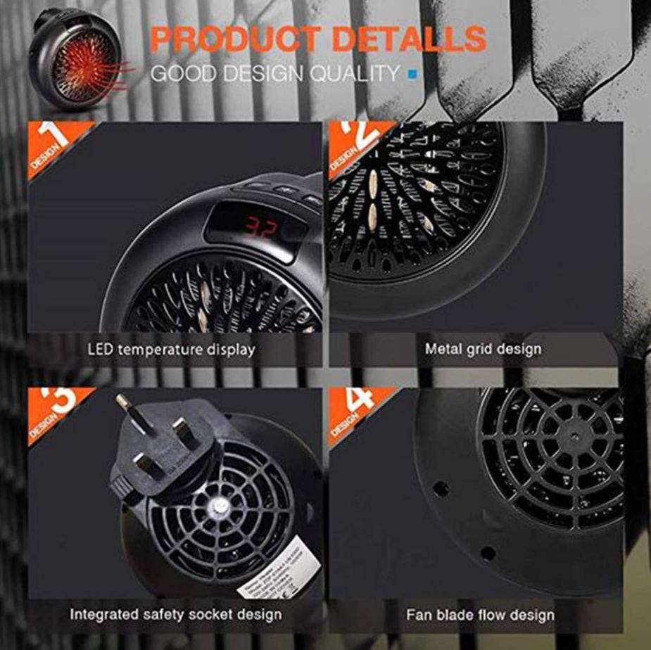 Mini Electric Wonder Heater Pro  900W, Adjustable Temperature, Digital LED Display, Rotates 180°