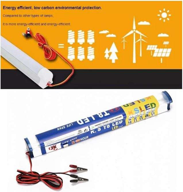 12V DC High Power Frosted LED Tube Light with Alligator Clamps