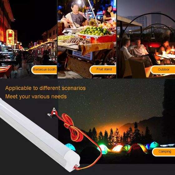 12V DC High Power Frosted LED Tube Light with Alligator Clamps