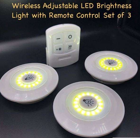 3 Piece Wireless, Adjustable, Multi-fnctional COB LED Light Set with Remote, Dimmer Control & Timer