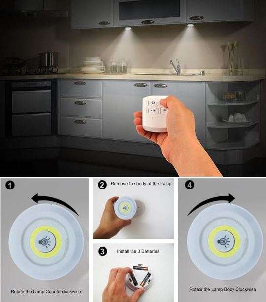 3 Piece Wireless, Adjustable, Multi-fnctional COB LED Light Set with Remote, Dimmer Control & Timer
