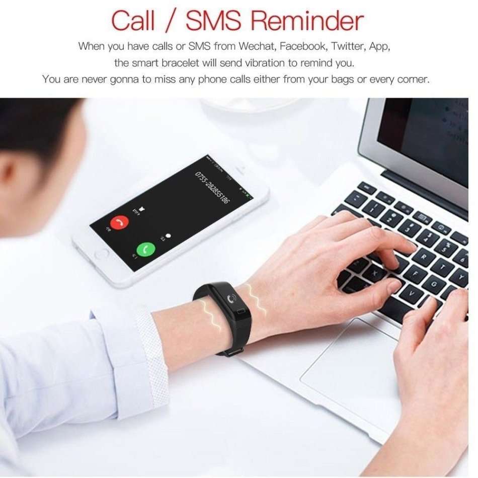 Bluetooth Fitness Tracker - Monitor Heart Rate, Blood Pressure, Blood Oxygen, Calories, Distance