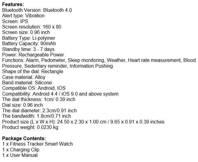 Bluetooth Fitness Tracker - Monitor Heart Rate, Blood Pressure, Blood Oxygen, Calories, Distance