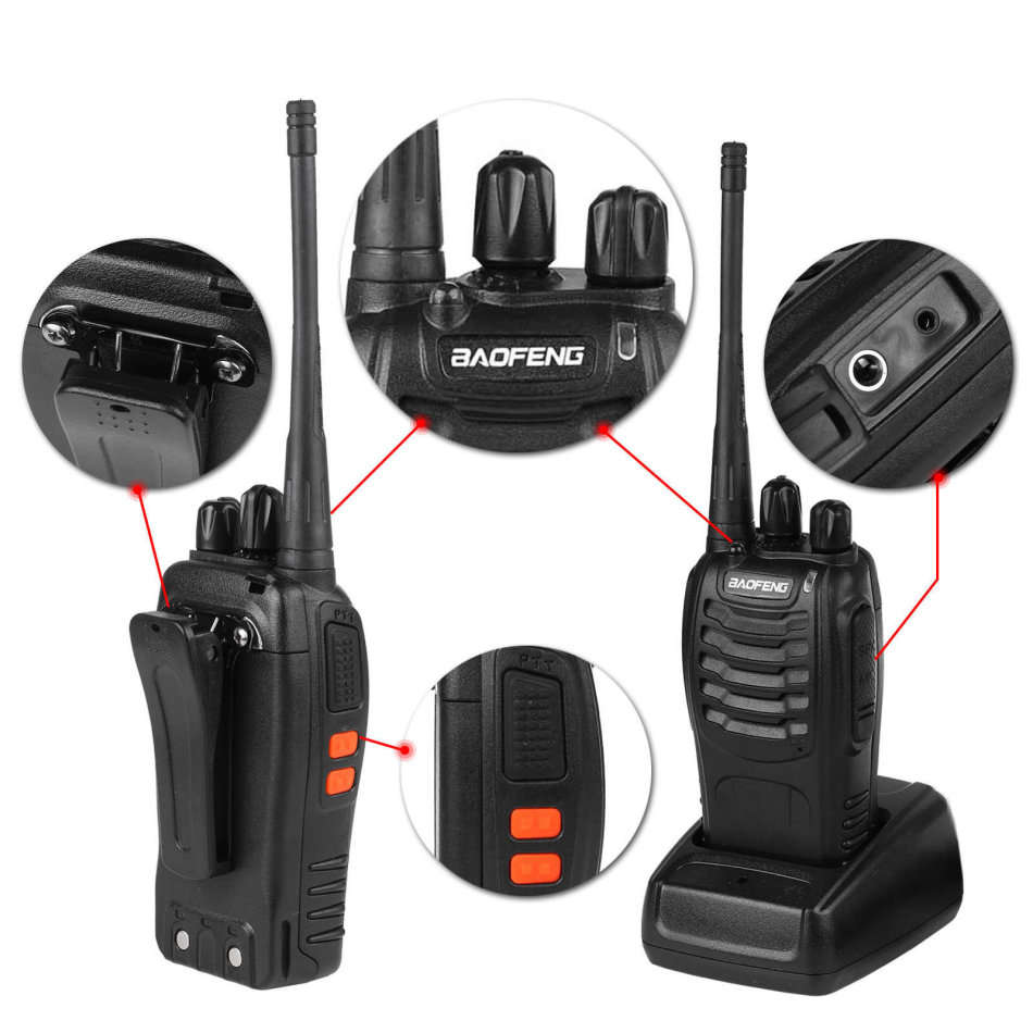 2 X Handheld Walkie Talkie Hand Radio Set with 16 Channels, 3 - 5 km talking range etc