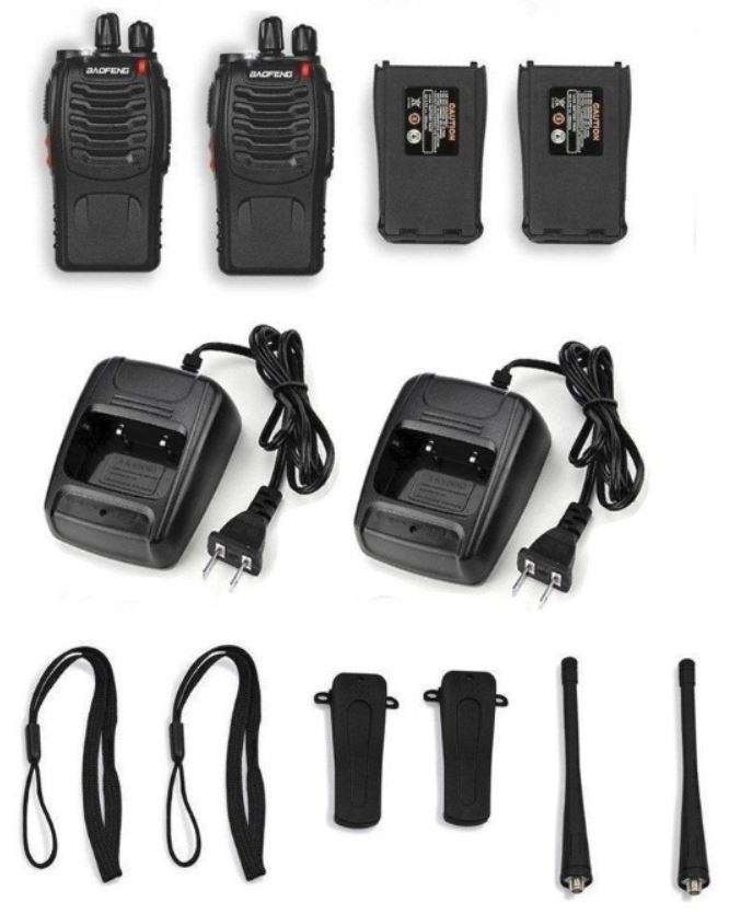2 X Handheld Walkie Talkie Hand Radio Set with 16 Channels, 3 - 5 km talking range etc