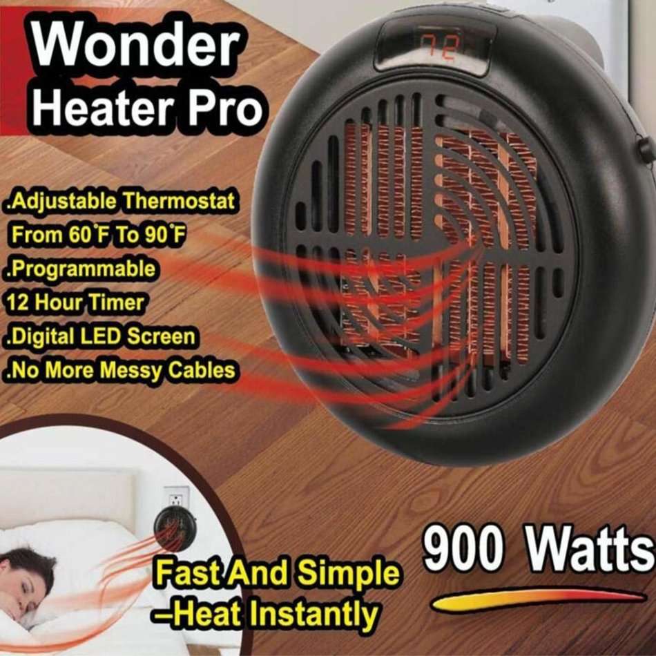Mini Electric Wonder Heater Pro  900W, Adjustable Temperature, Digital LED Display, Rotates 180°