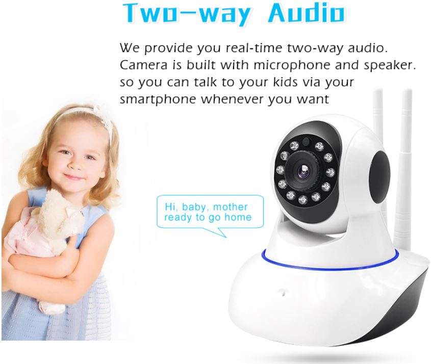 Double Antenna Wireless CCTV Surveillance Security Camera with Pan/Tilt/Zoom Night Vision