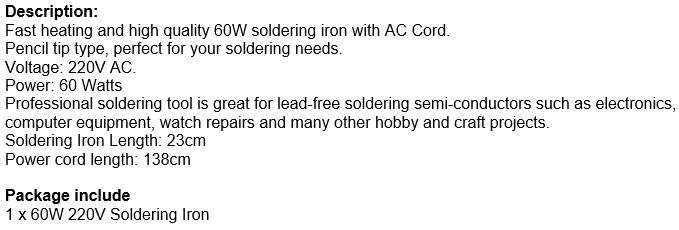 60W 220V Soldering Iron